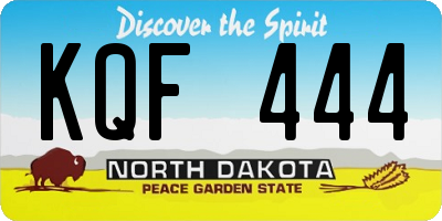 ND license plate KQF444