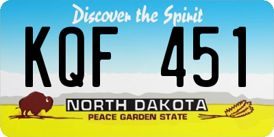 ND license plate KQF451