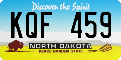 ND license plate KQF459