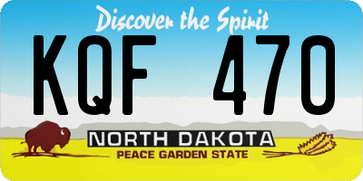 ND license plate KQF470