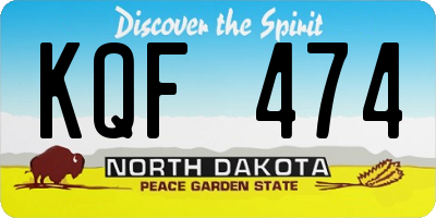 ND license plate KQF474