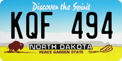 ND license plate KQF494