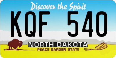 ND license plate KQF540