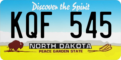 ND license plate KQF545