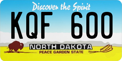 ND license plate KQF600