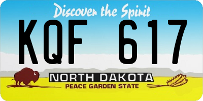 ND license plate KQF617