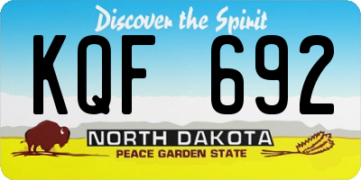 ND license plate KQF692