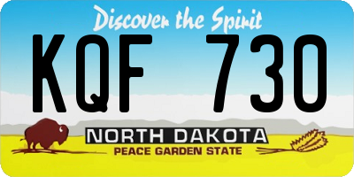 ND license plate KQF730