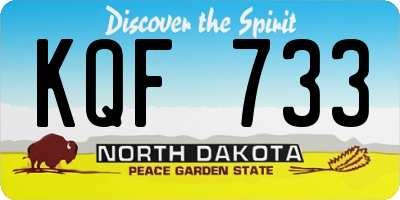ND license plate KQF733