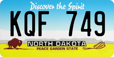 ND license plate KQF749