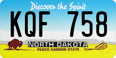 ND license plate KQF758