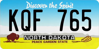 ND license plate KQF765