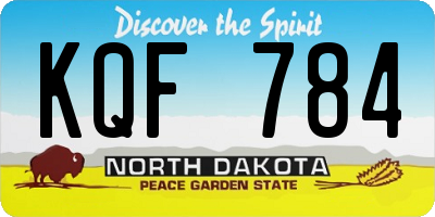 ND license plate KQF784