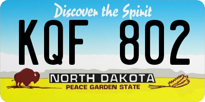 ND license plate KQF802
