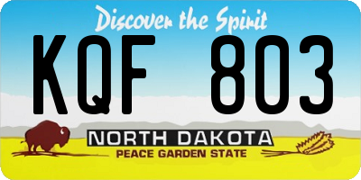 ND license plate KQF803