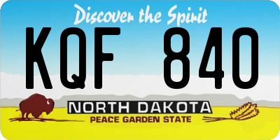 ND license plate KQF840