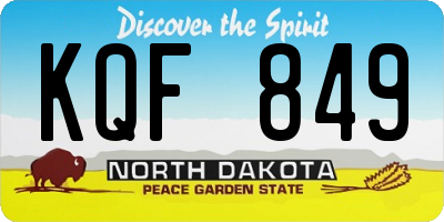 ND license plate KQF849