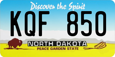 ND license plate KQF850