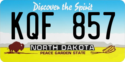 ND license plate KQF857