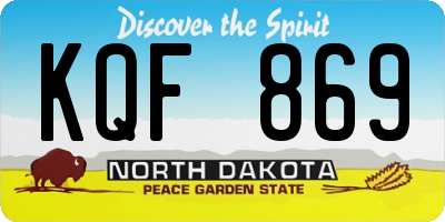 ND license plate KQF869