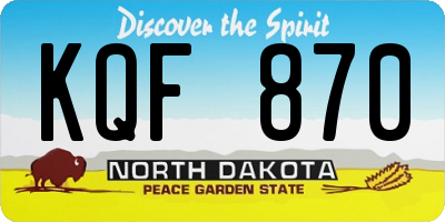 ND license plate KQF870