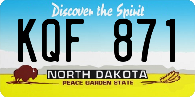 ND license plate KQF871