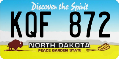 ND license plate KQF872