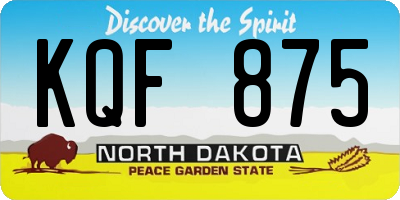 ND license plate KQF875