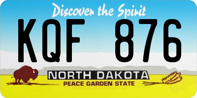 ND license plate KQF876