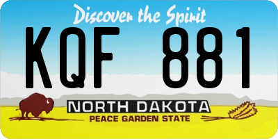 ND license plate KQF881