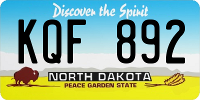 ND license plate KQF892