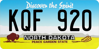 ND license plate KQF920