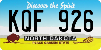 ND license plate KQF926