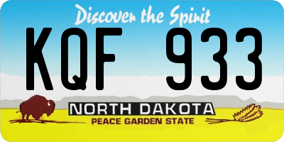 ND license plate KQF933