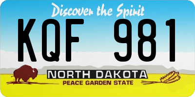 ND license plate KQF981