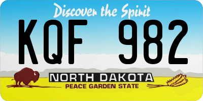 ND license plate KQF982