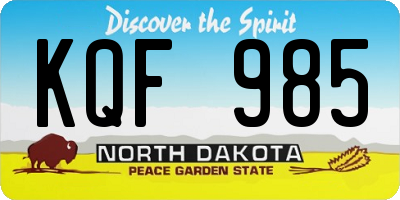 ND license plate KQF985