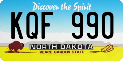 ND license plate KQF990