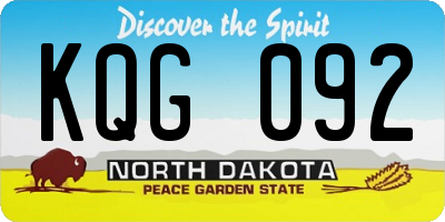 ND license plate KQG092