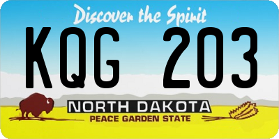 ND license plate KQG203