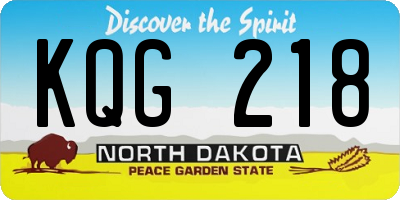 ND license plate KQG218