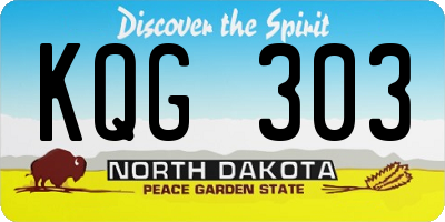 ND license plate KQG303