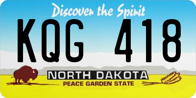 ND license plate KQG418