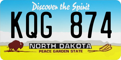 ND license plate KQG874