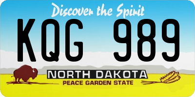 ND license plate KQG989