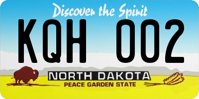 ND license plate KQH002