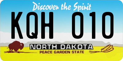 ND license plate KQH010