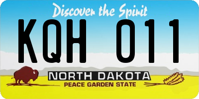 ND license plate KQH011