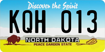 ND license plate KQH013