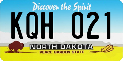 ND license plate KQH021